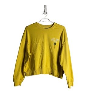 Old Navy Women's Yellow "Good Vibes Crew" Graphic Print Sweatshirt